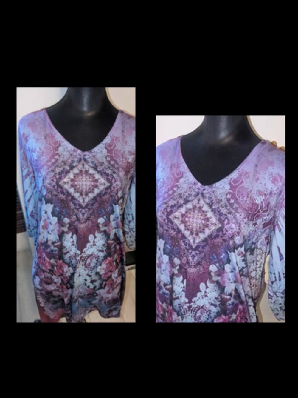 NEW Live and Let Live Purple Tunic Top by One World Vibrant W/ Embellishments 2X